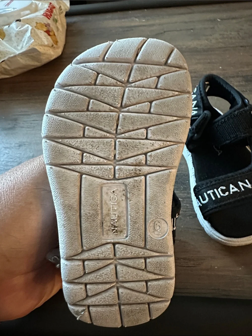 Nautica Kids Black Logo Strap Sandals